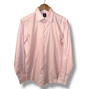 Boss Hugo Boss Pink Slim-Fit Spread Collar Dress Shirt M 15.5
